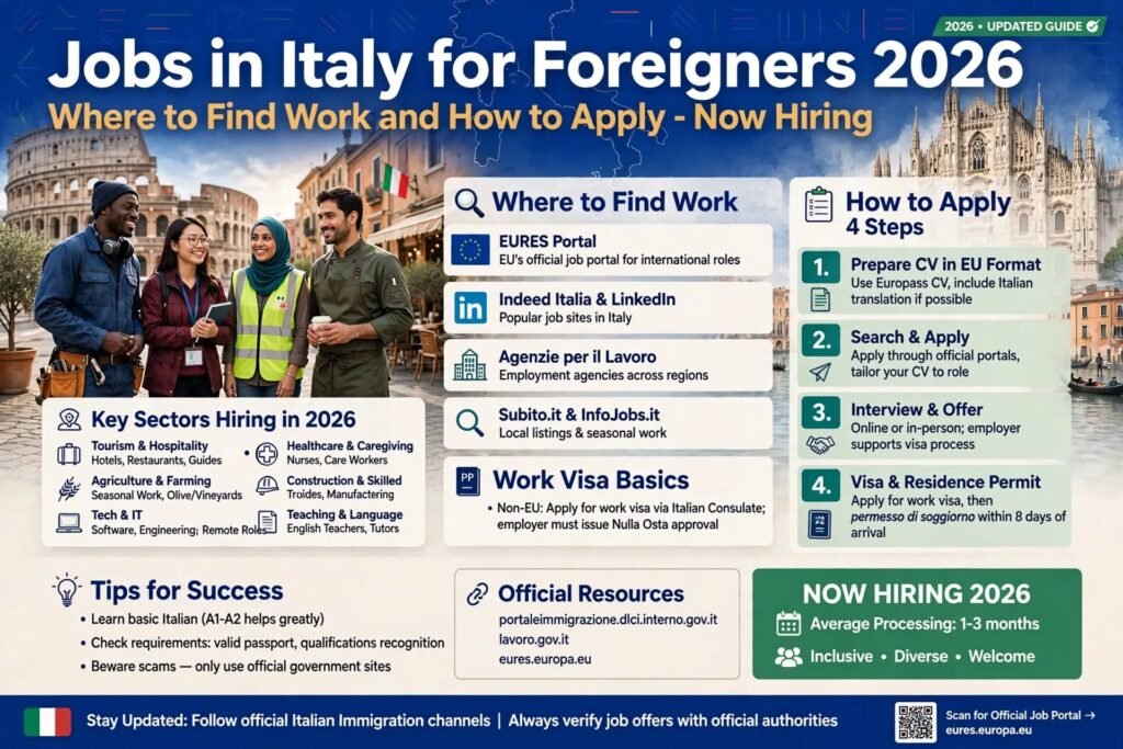 Jobs in Italy for Foreigners 2026: Where to Find Work and How to Apply