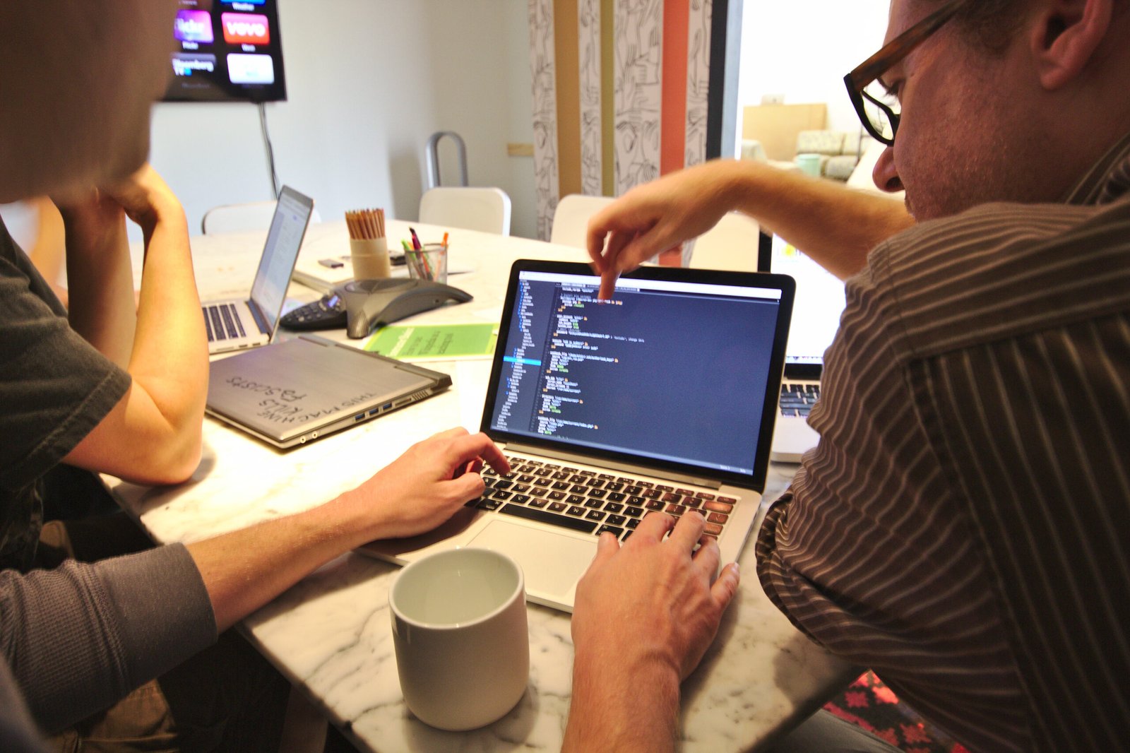Software developers working together in an office