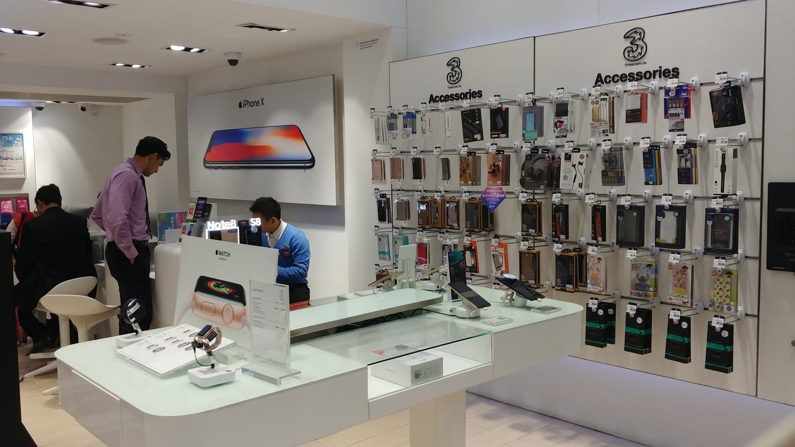 Smartphone retail shop interior — Galaxy A08 Pakistan launch awaited.