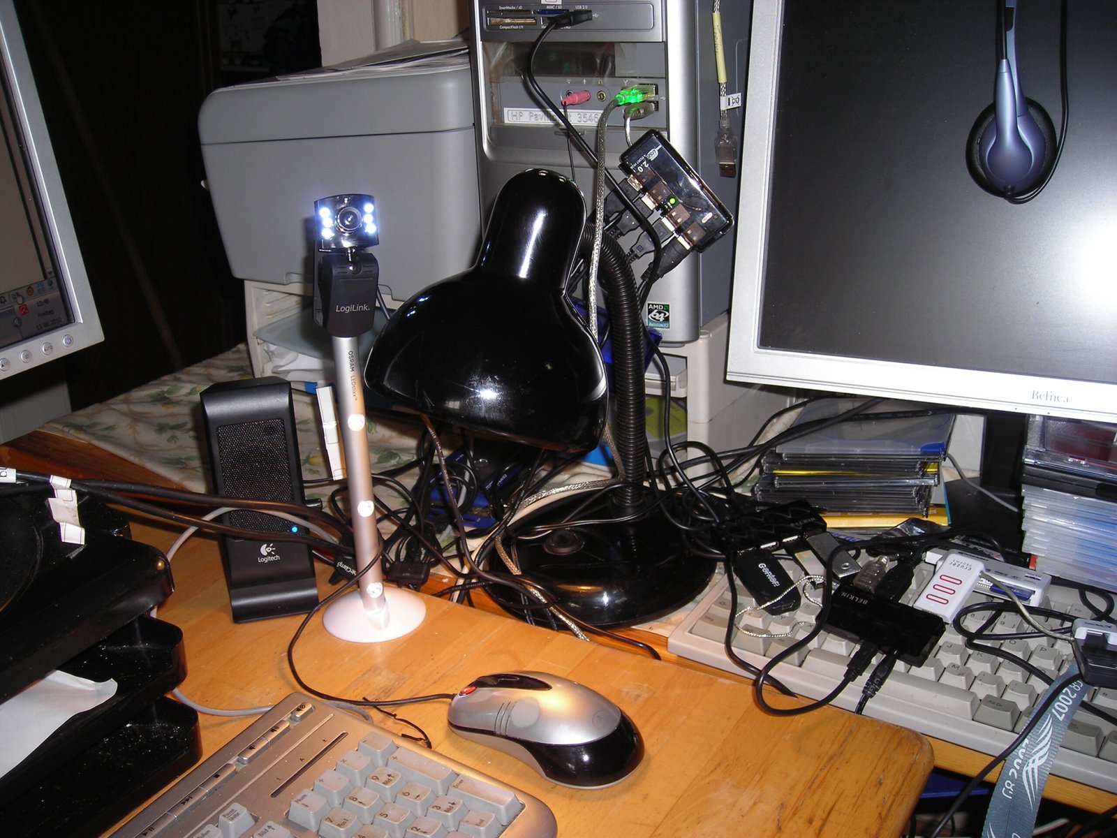 An office workspace with computers