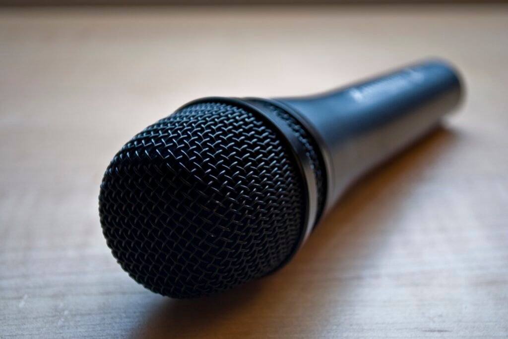A microphone on a concert stage