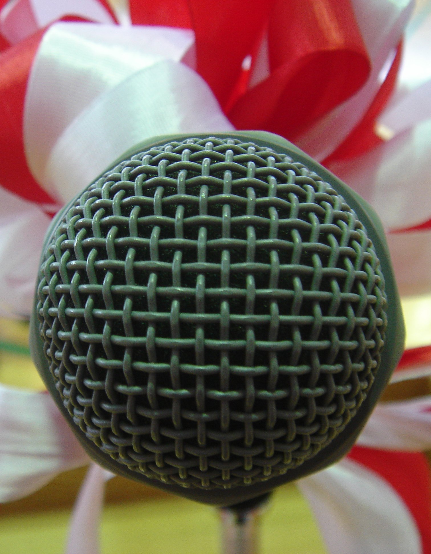 A microphone on a concert stage