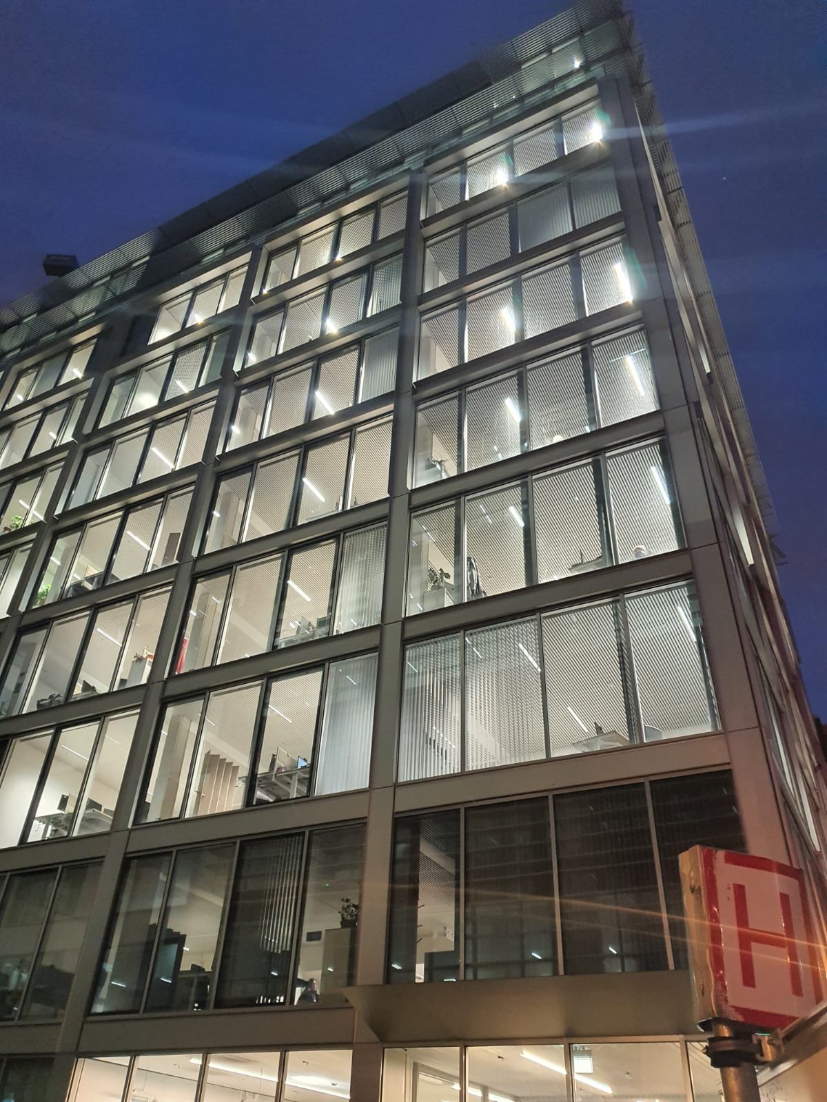 A modern office building housing a technology company