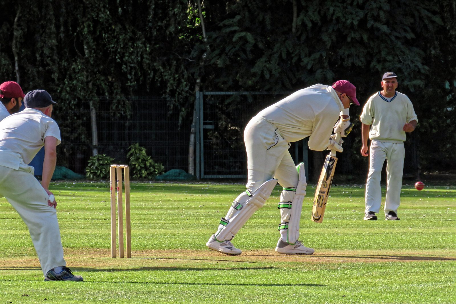 A batsman hitting the ball high into the stands