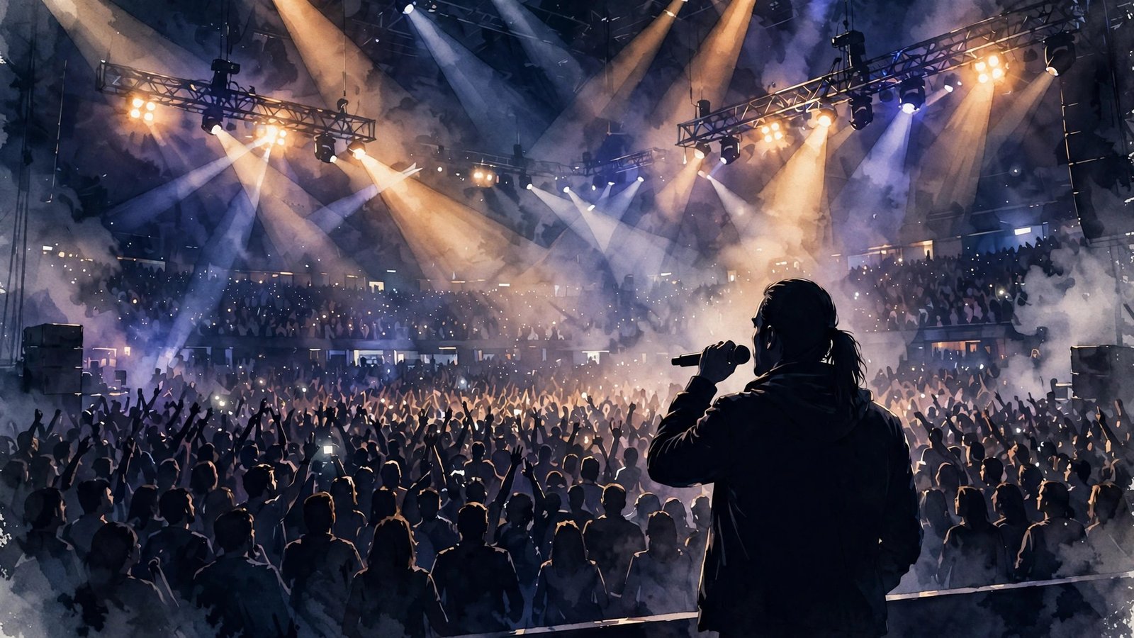 Atif Aslam performing live on stage in 2026