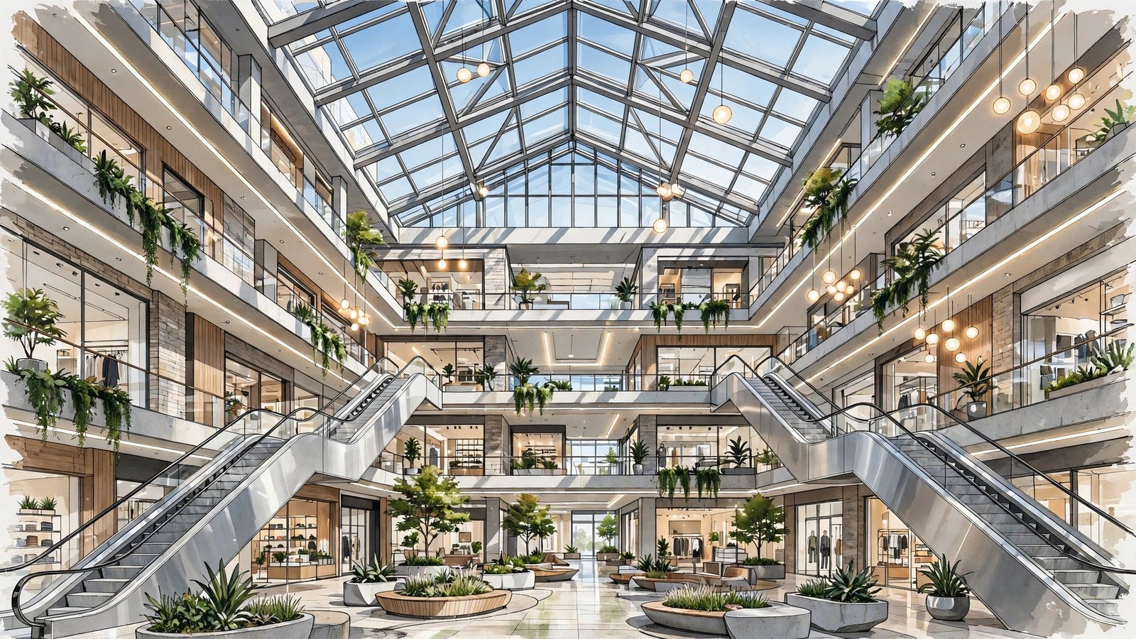 Best shopping malls in Lahore 2026: modern mall interior with brands