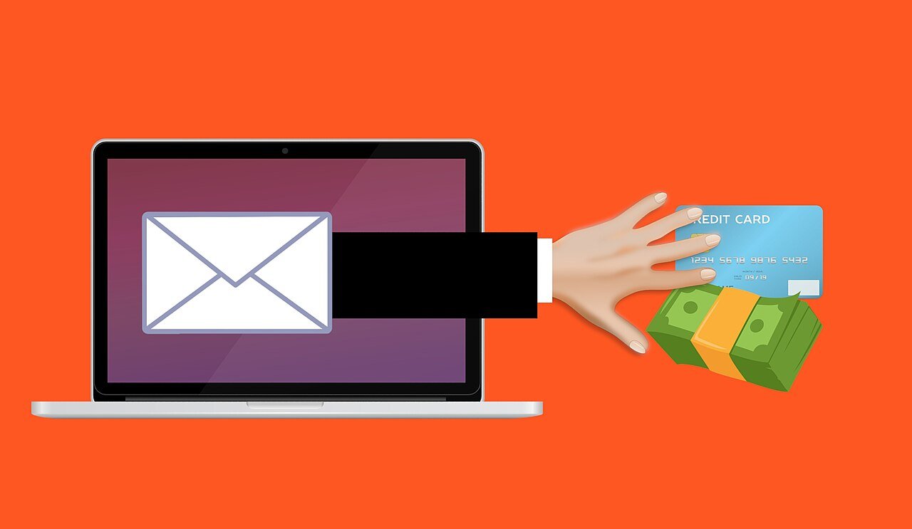 A phishing email on a laptop screen