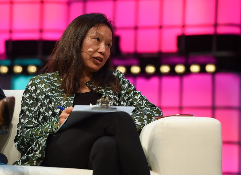 Speaker on stage at a technology conference (file photo)