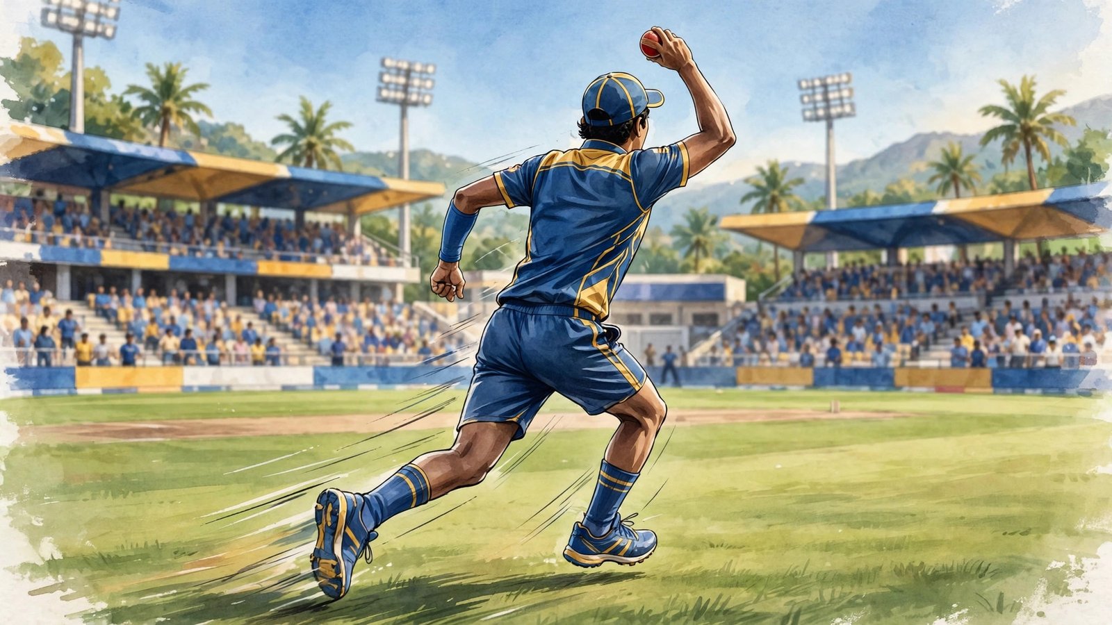 Eshan Malinga bowling for Sri Lanka — maiden Test call-up for the Pakistan tour in November 2026