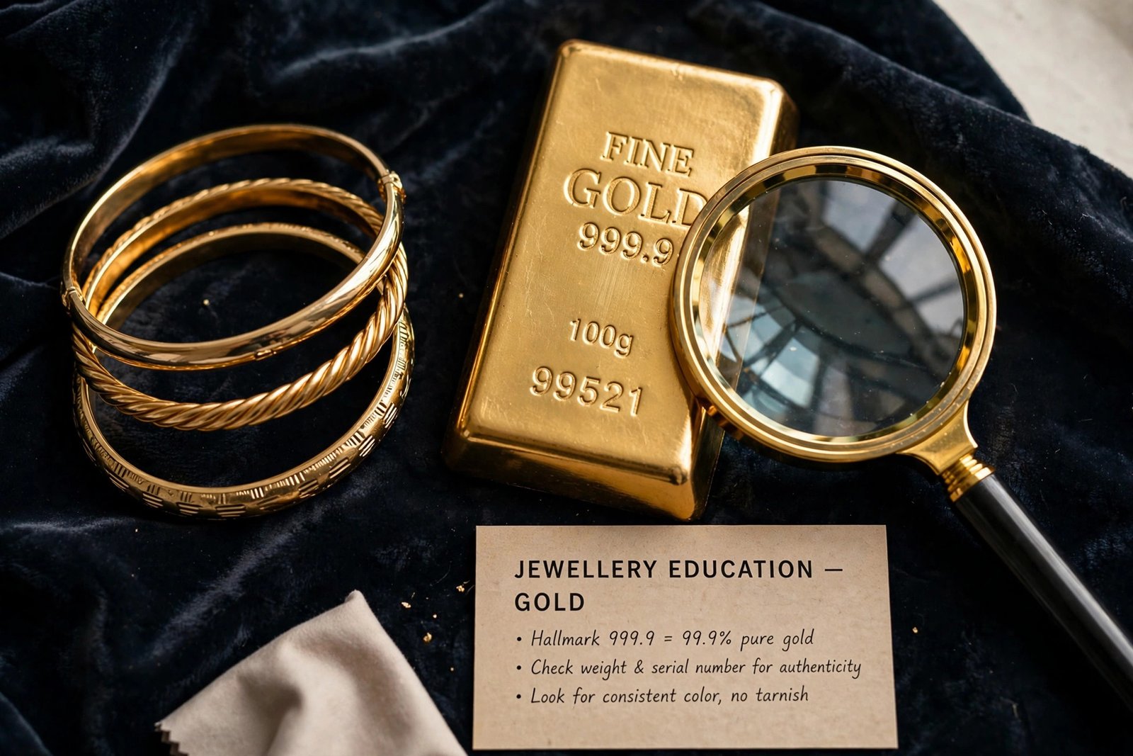 Gold purity guide — 24K vs 22K vs 21K gold karat explained