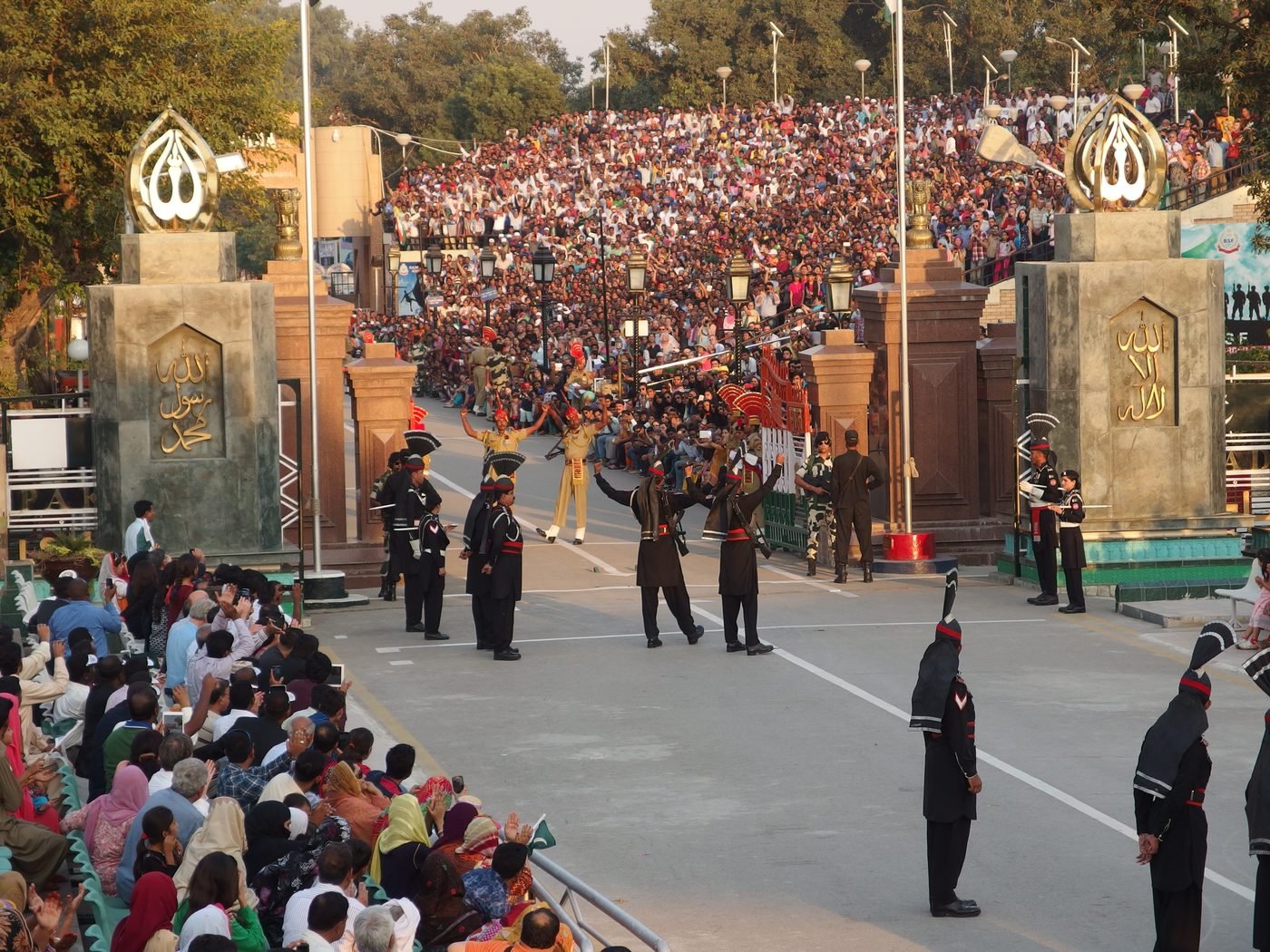 Representational photo: soldiers performing the evening flag-lowering ceremony at the Wagah-Attari border