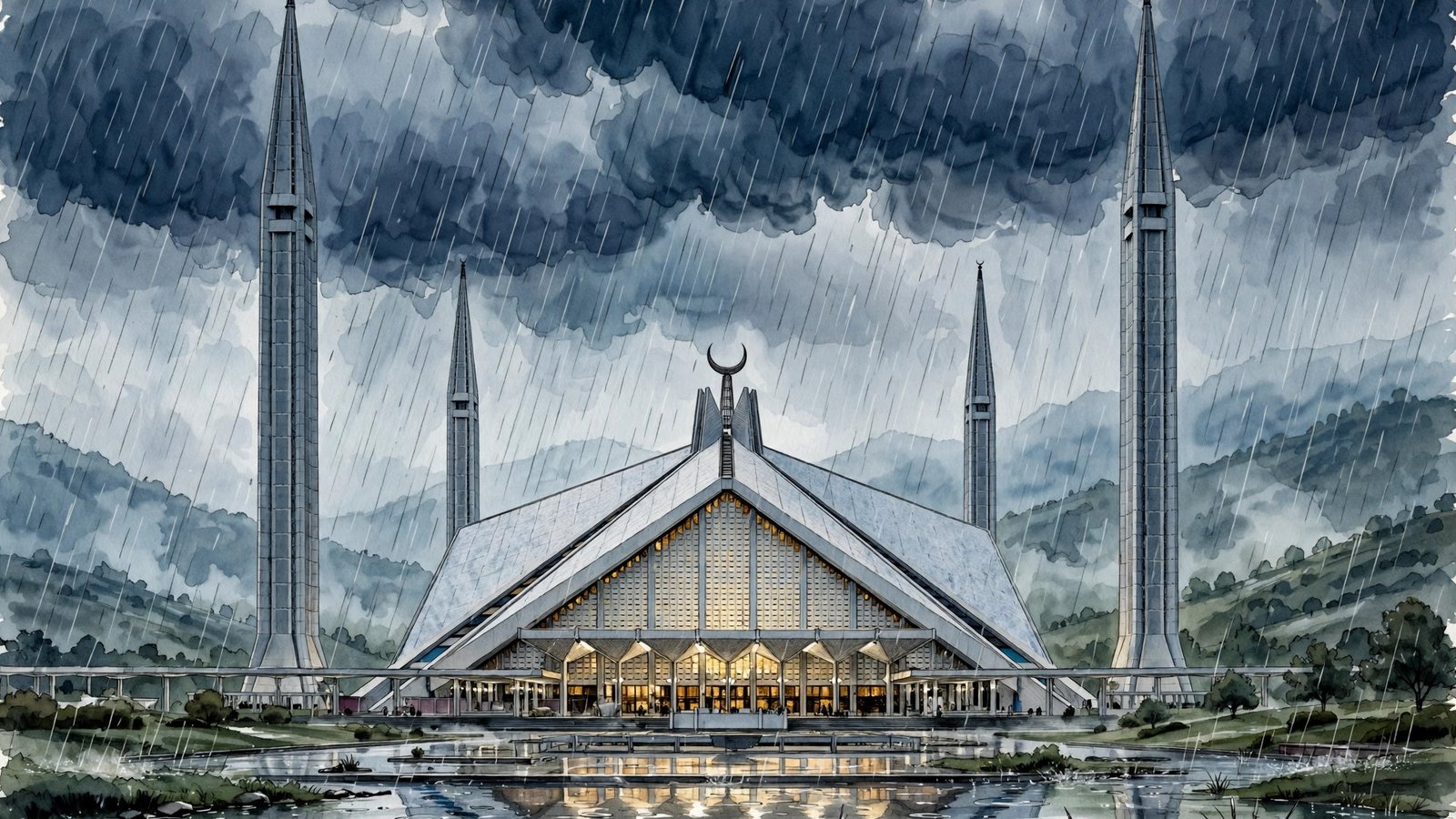 Islamabad weather today with midday thunderstorms over the Margalla Hills