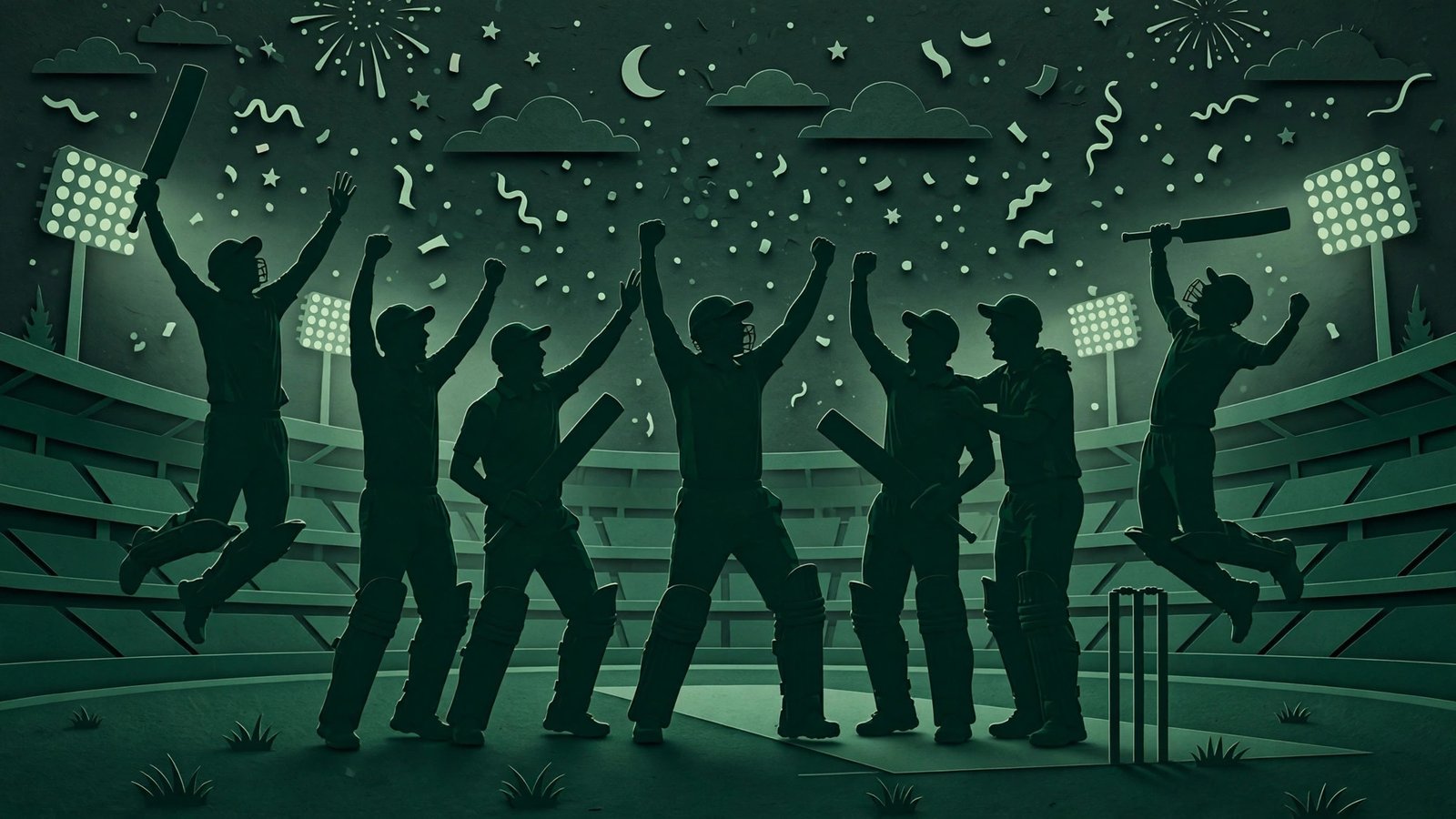 Pakistan squad for the T20 World Cup 2026 team announcement with players in green jerseys