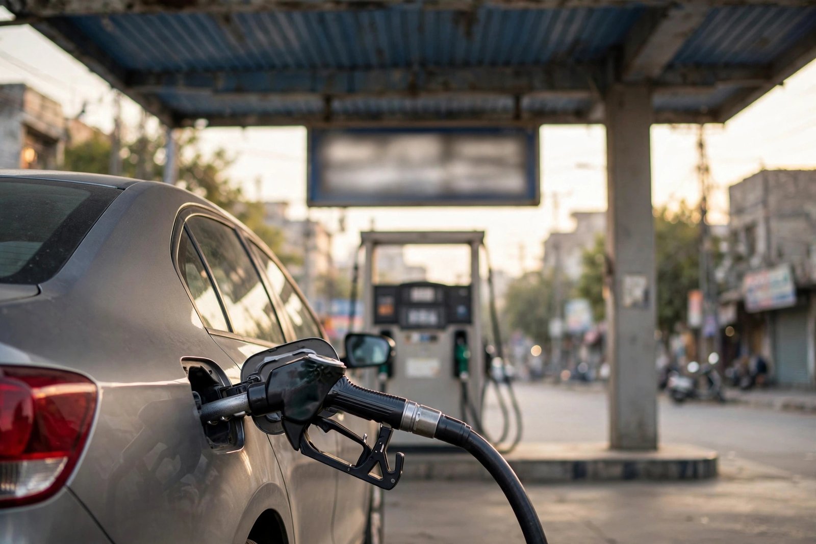 Petrol Price Pakistan: Fuel nozzle refuelling a car at a Pakistani petrol station showing the latest petrol price in Pakistan