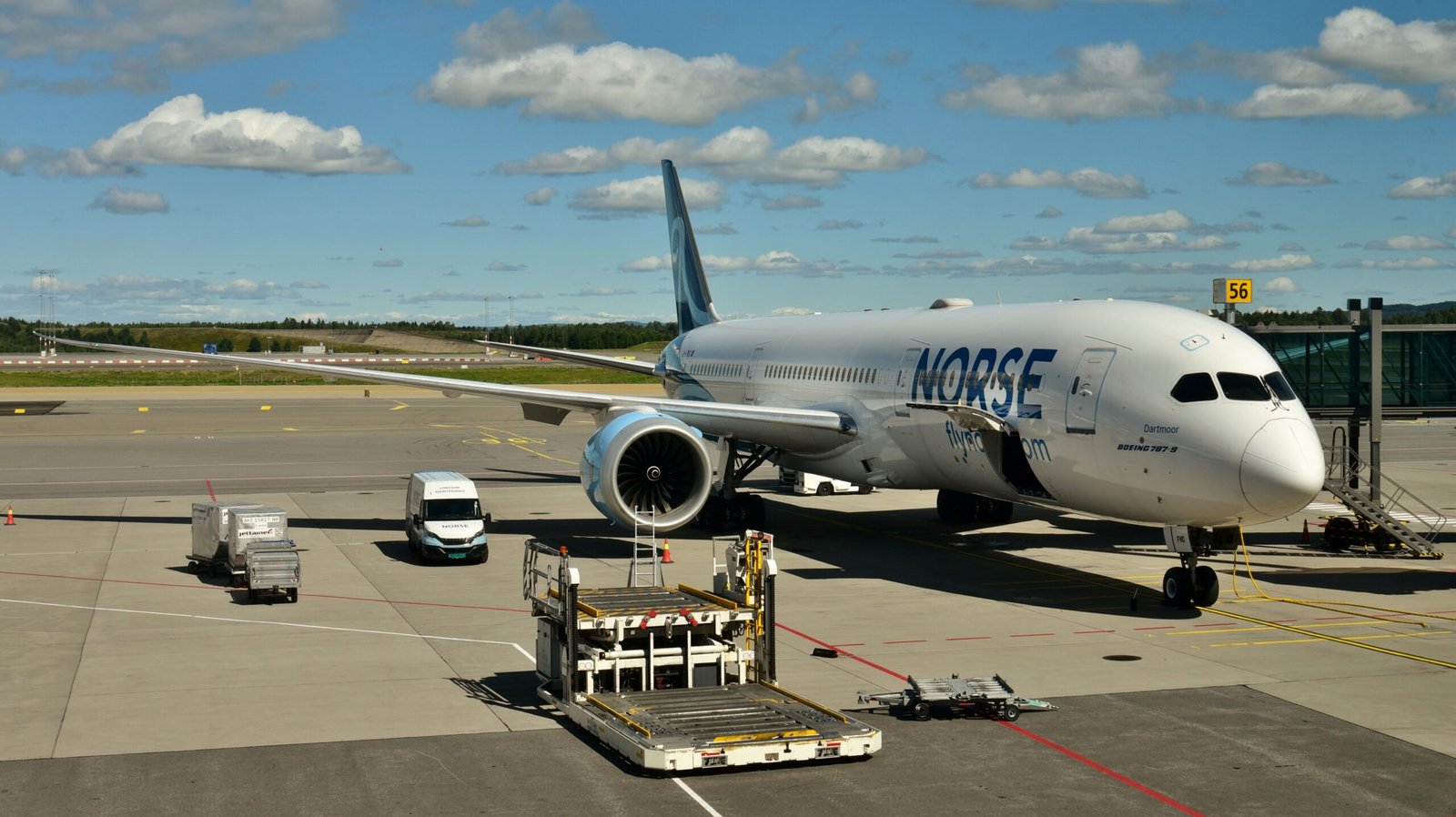 A Norse Atlantic Boeing 787 at Oslo Gardermoen, where Pakistan's CAA inspected PIA's first Dreamliner
