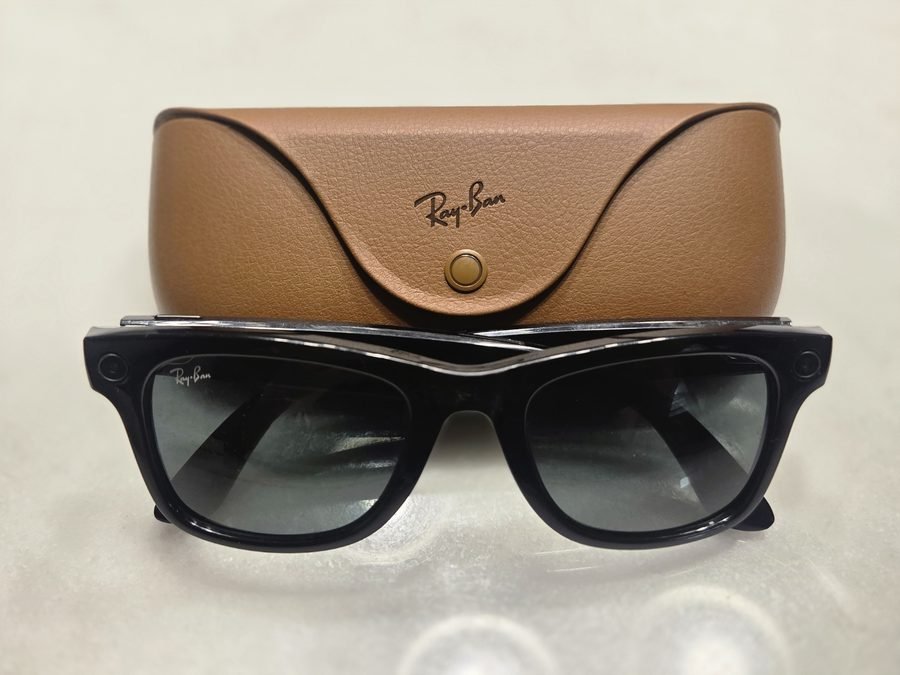 Ray-Ban Meta smart glasses with their charging case