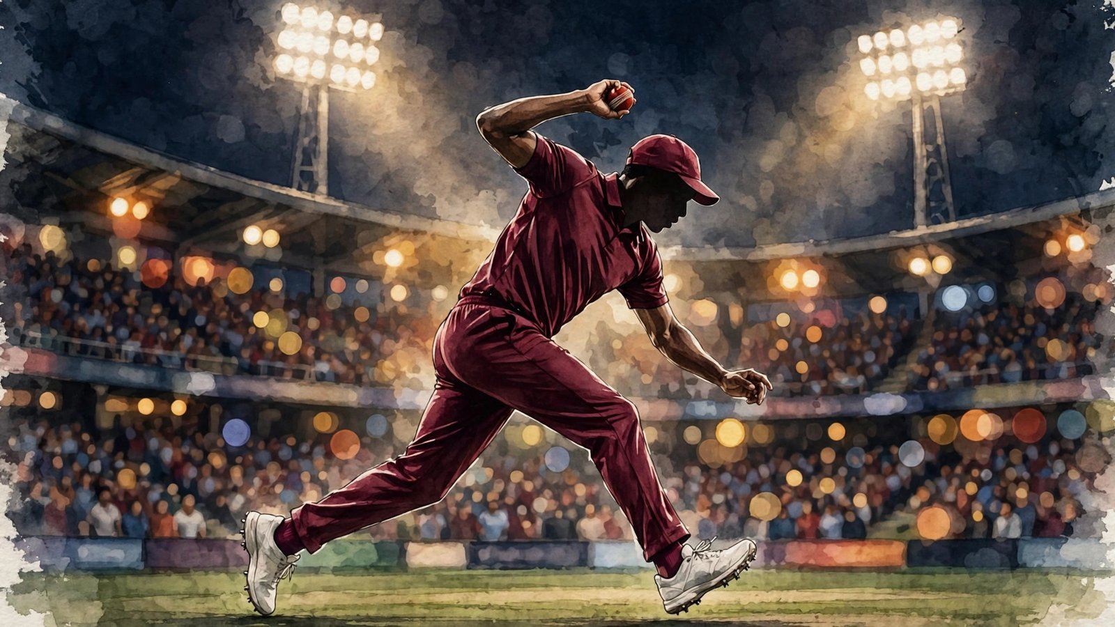 Shamar Springer bowling for West Indies in T20I cricket — the hat-trick hero against Afghanistan