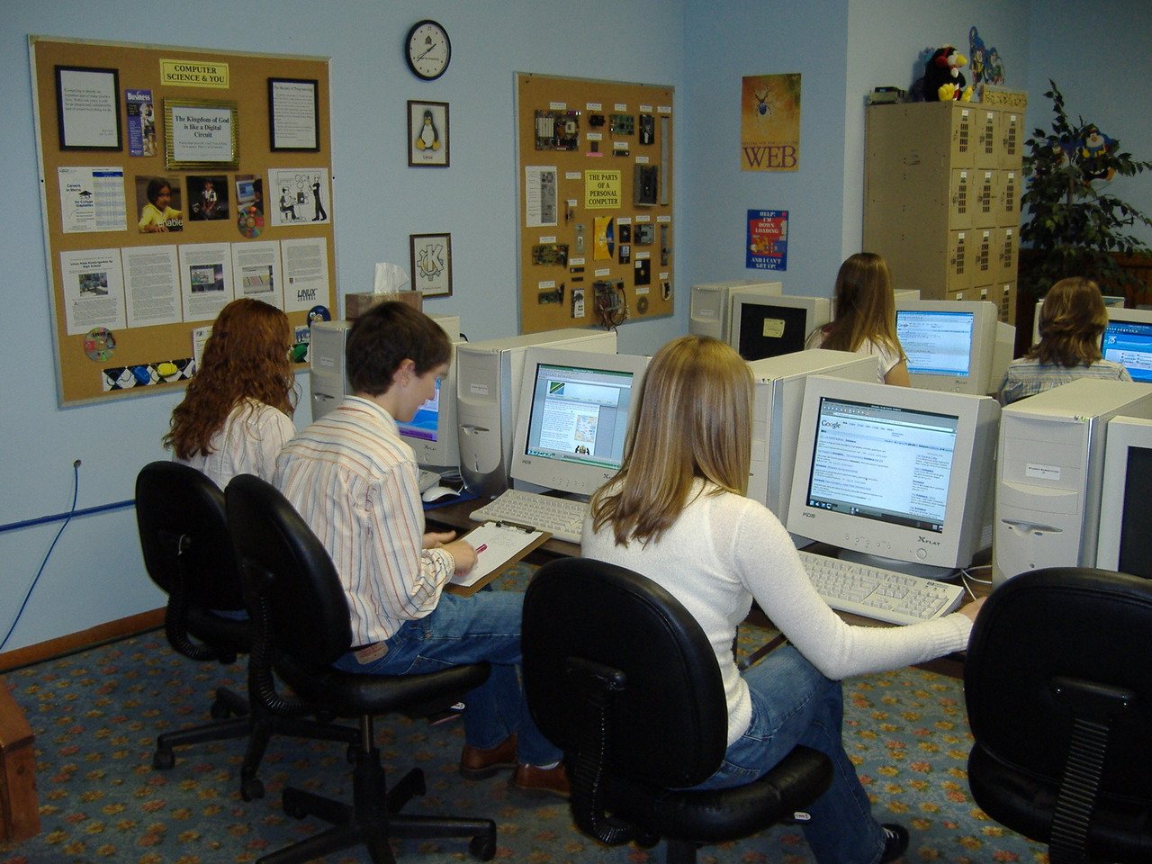 Students working on computers in a computer lab