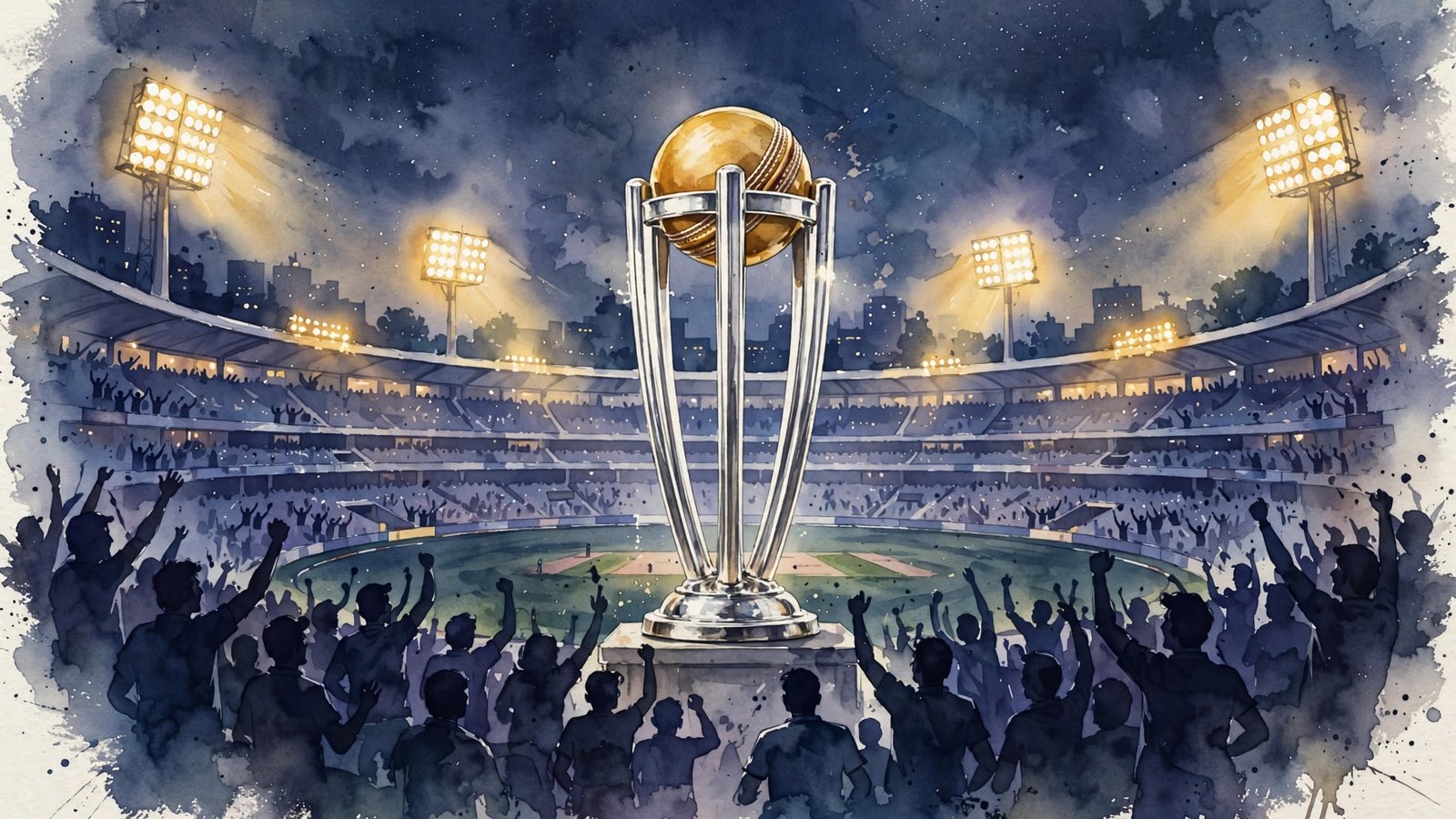 T20 World Cup 2026 trophy and stadium celebration