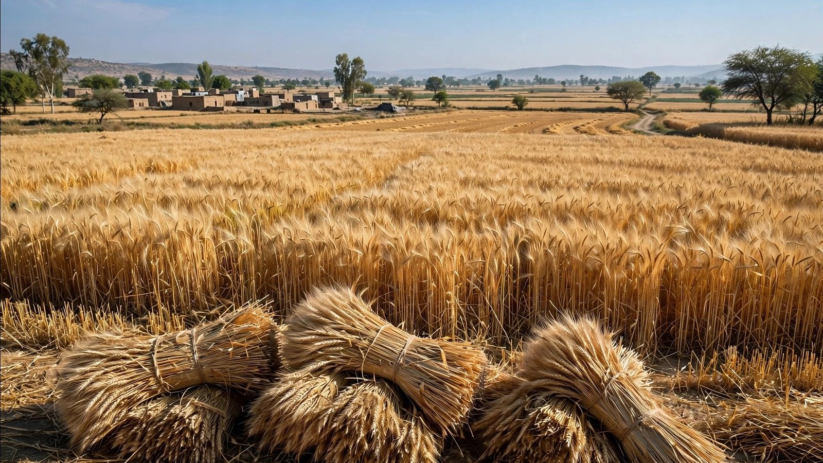 Wheat price Pakistan — wheat grain sacks at a Ghalla Mandi in Punjab