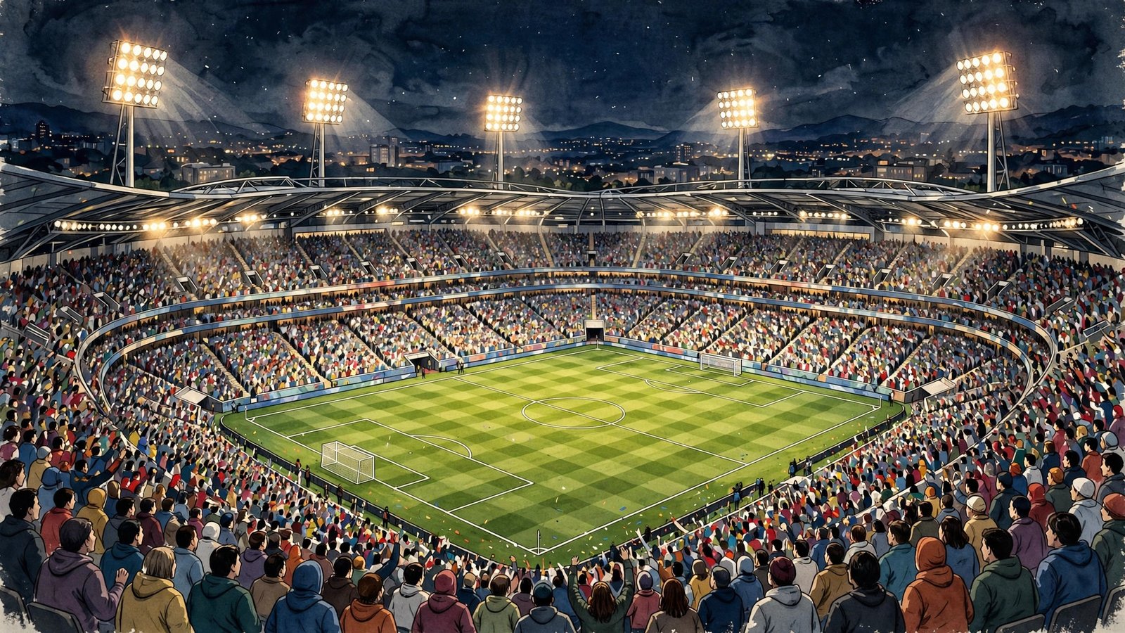 World Cup 2026 stadium and football fans celebrating at host cities